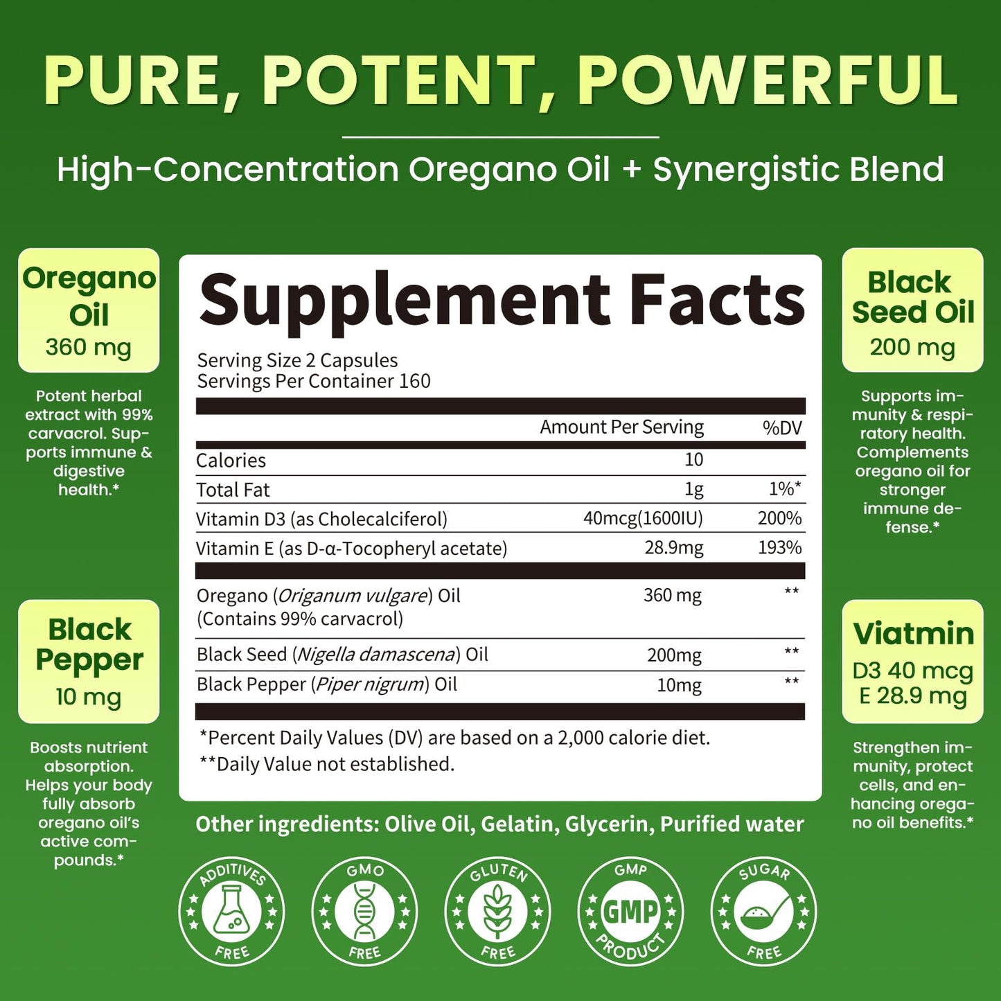 Lukaree 5-IN-1 Oil of Oregano with Black Seed Oil Softgels, 320 Count