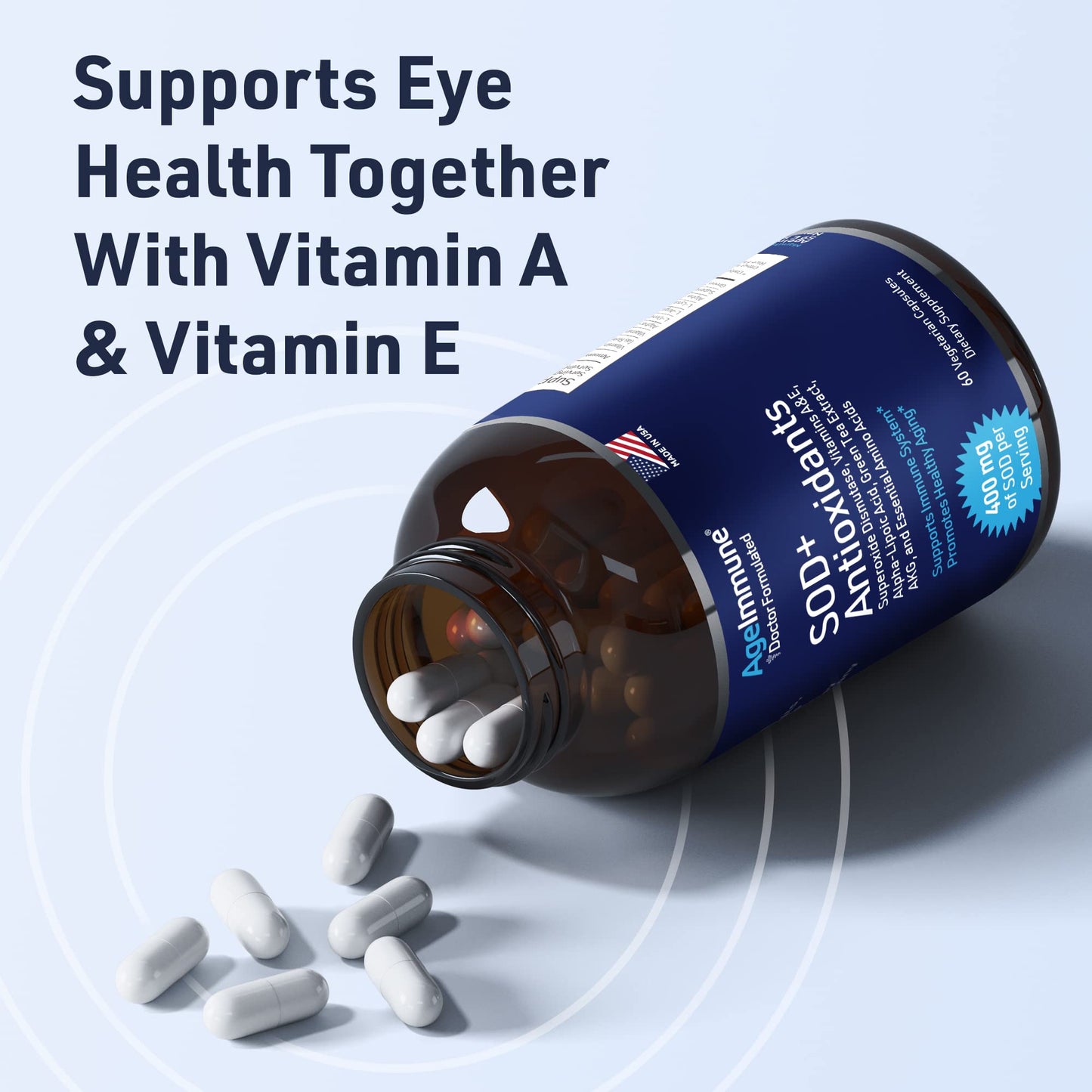 AgeImmune SOD Antioxidants Complex Healthy Aging Supplement 240 Capsules