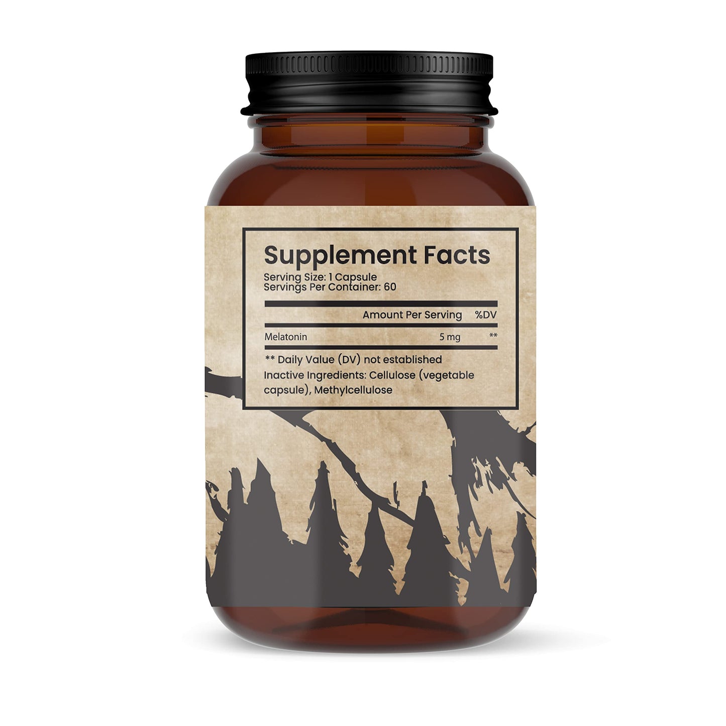 Teton Naturals Melatonin 5mg Capsules, 60 Count