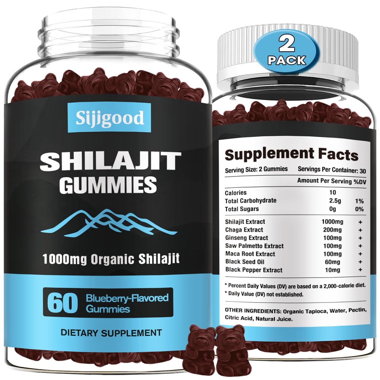 Sijigood Shilajit Gummies with 85+ Trace Minerals, 120 Gummies