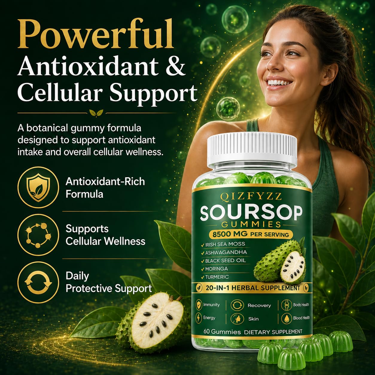 Aacnre Qizfyzz Soursop Gummies, Gummy, 1 Count