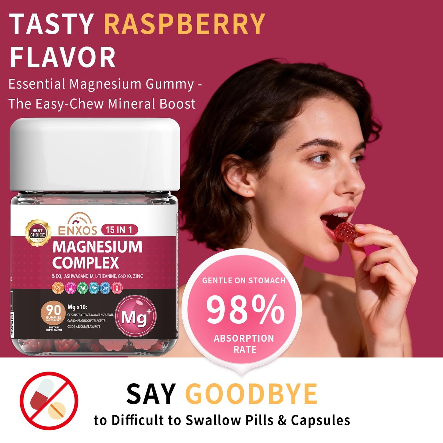 ENXOS 15-in-1 Magnesium Complex Gummies 350 mg/Serv, 90 Count