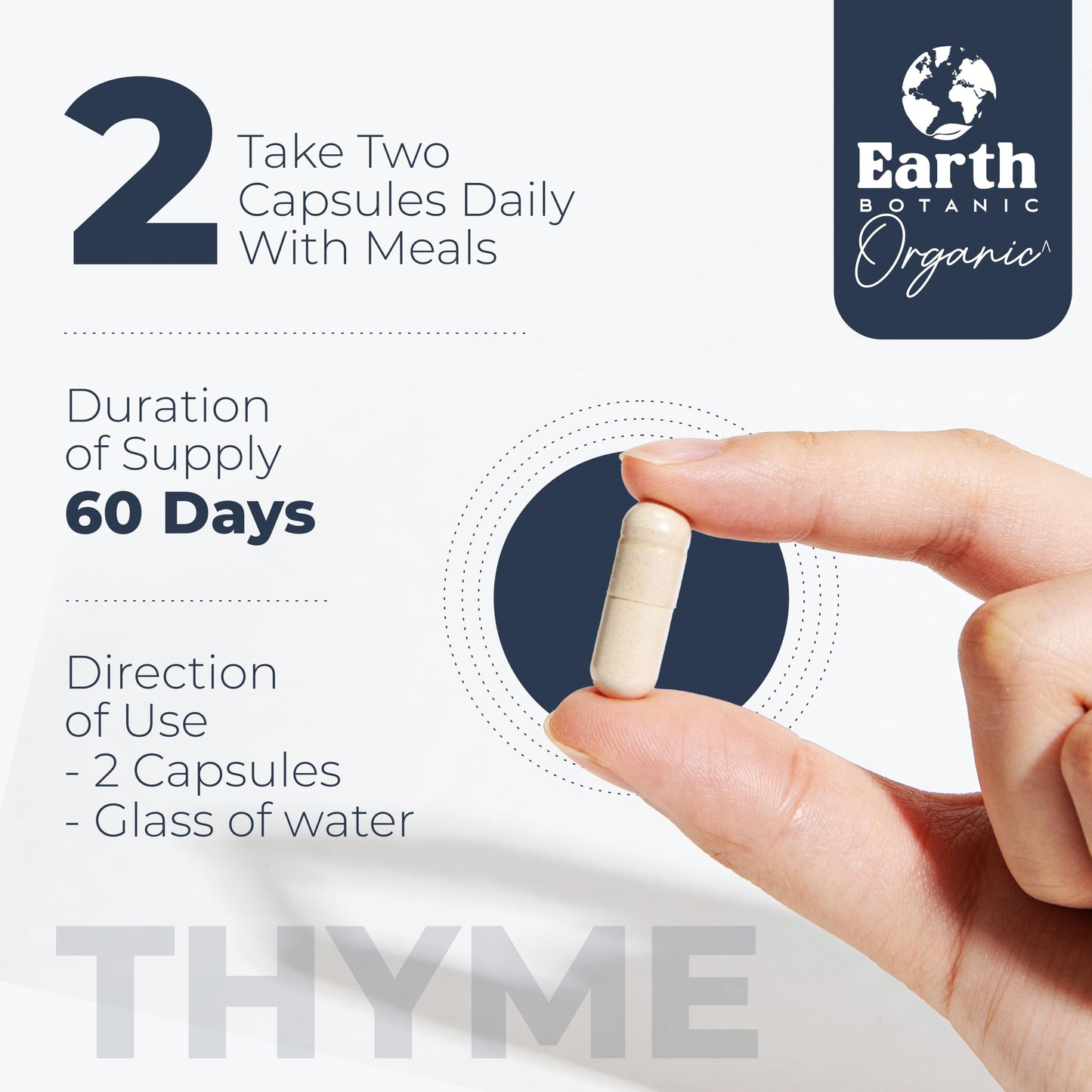 Earth BOTANIC Organic Thyme Leaf Extract 1000mg 10:1 Capsule, 1 Count