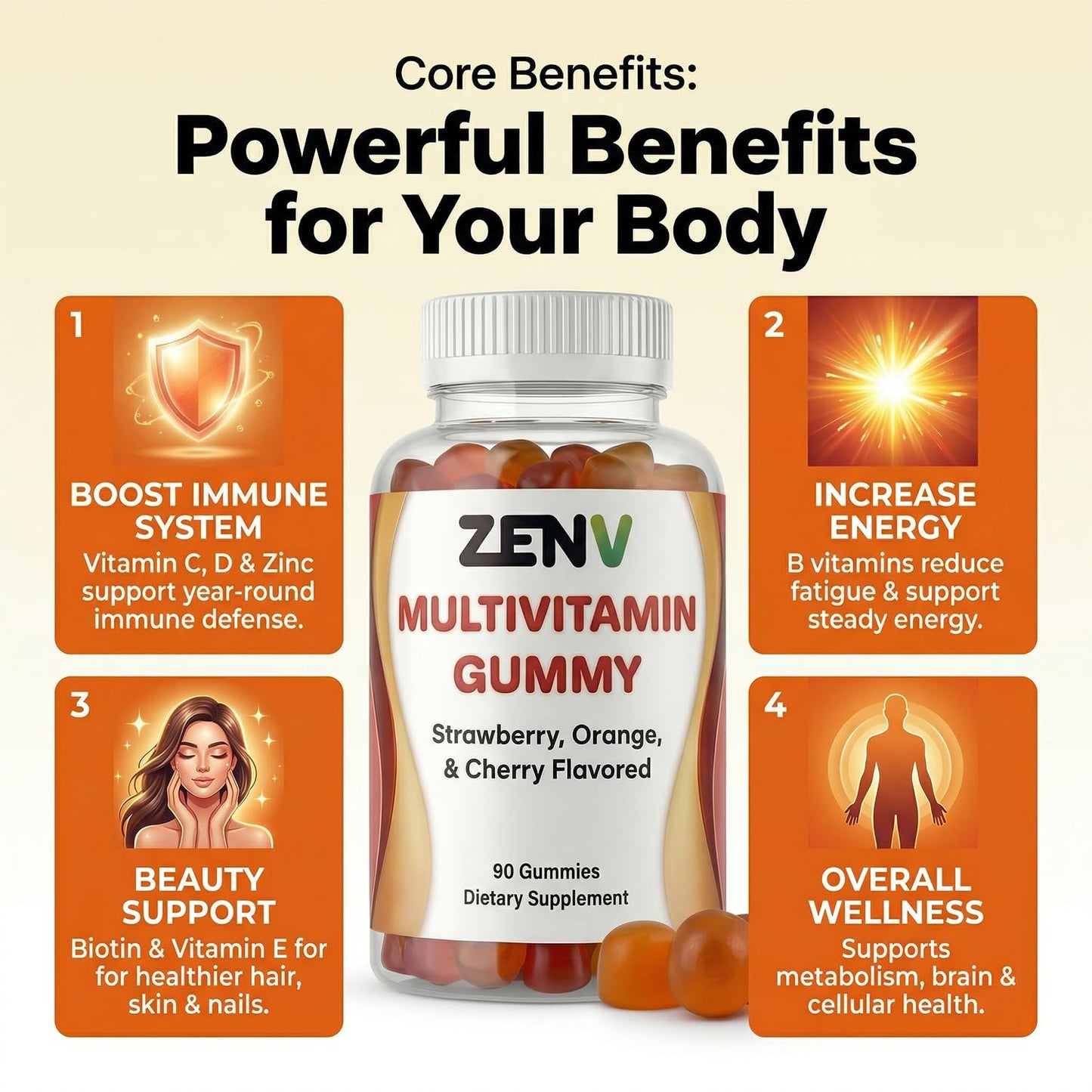 ZENV Adult Multivitamin Gummies 90 Count