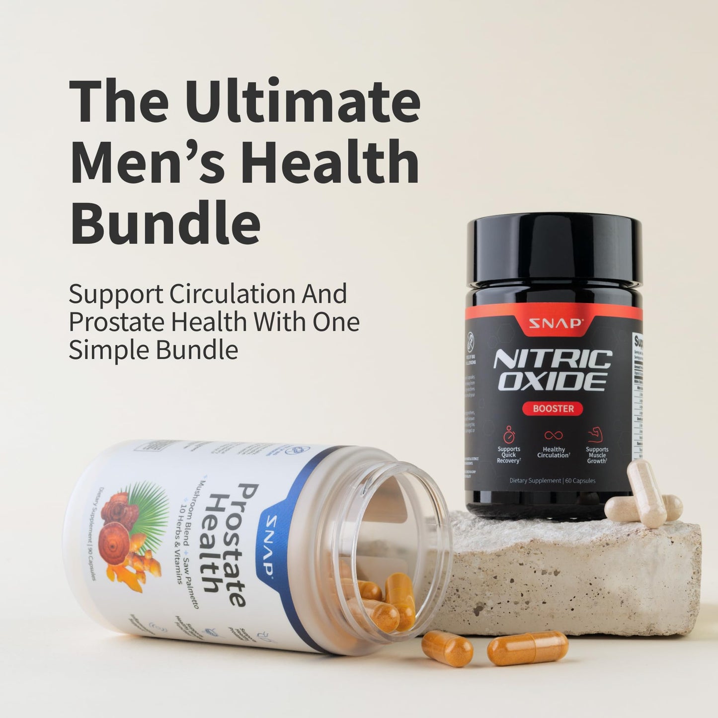 Snap Supplements Nitric Oxide Booster + Prostate Health for Men Capsules, 150 Count