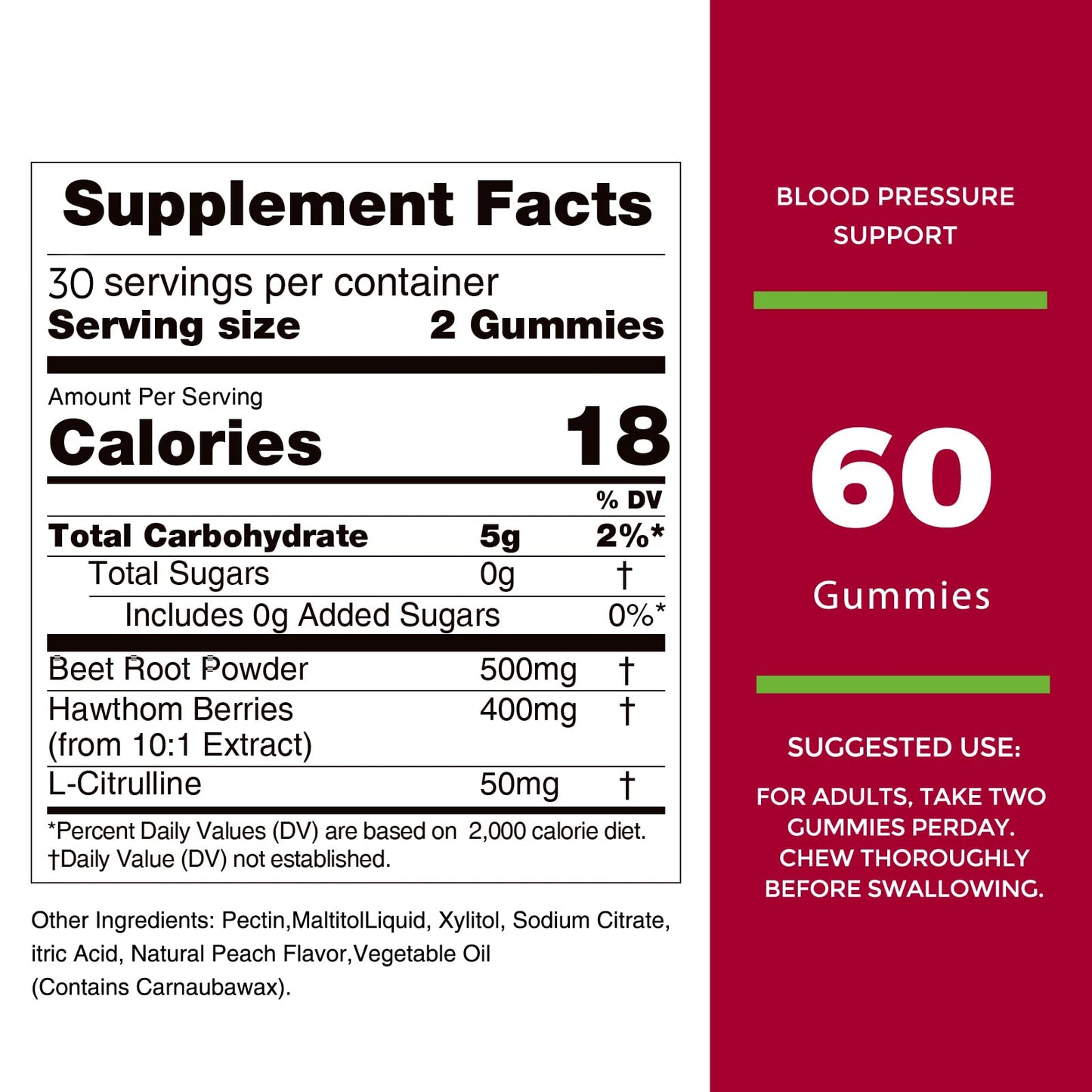 Nature's Key Beet Root Gummies No Sugar, 60 Count