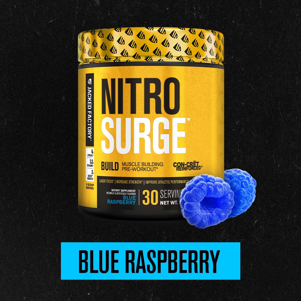 Jacked Factory Nitrosurge Build Pre Workout with Creatine and Creatine Monohydrate Powder, 15.02
