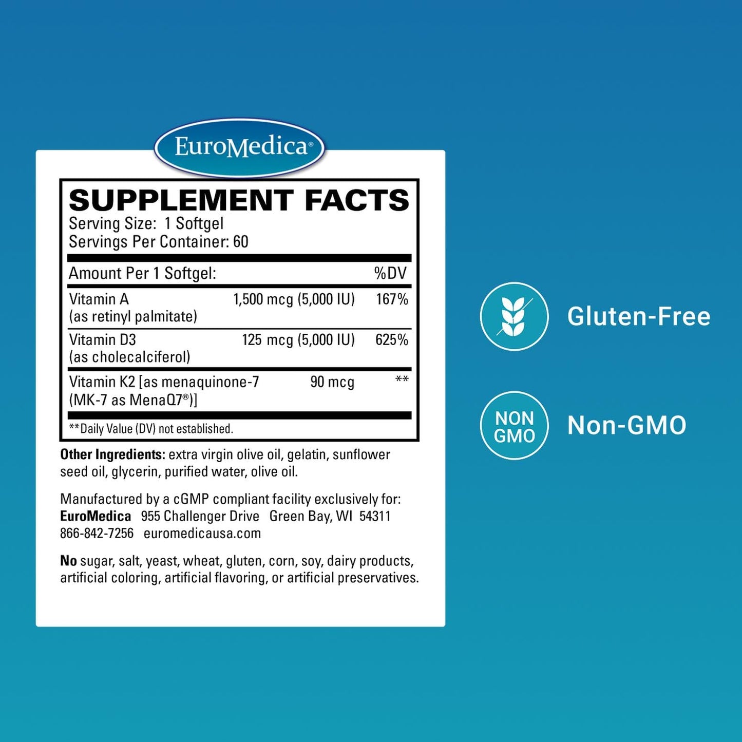 EuroMedica A•D•K2 Cardio Health Softgels, 60