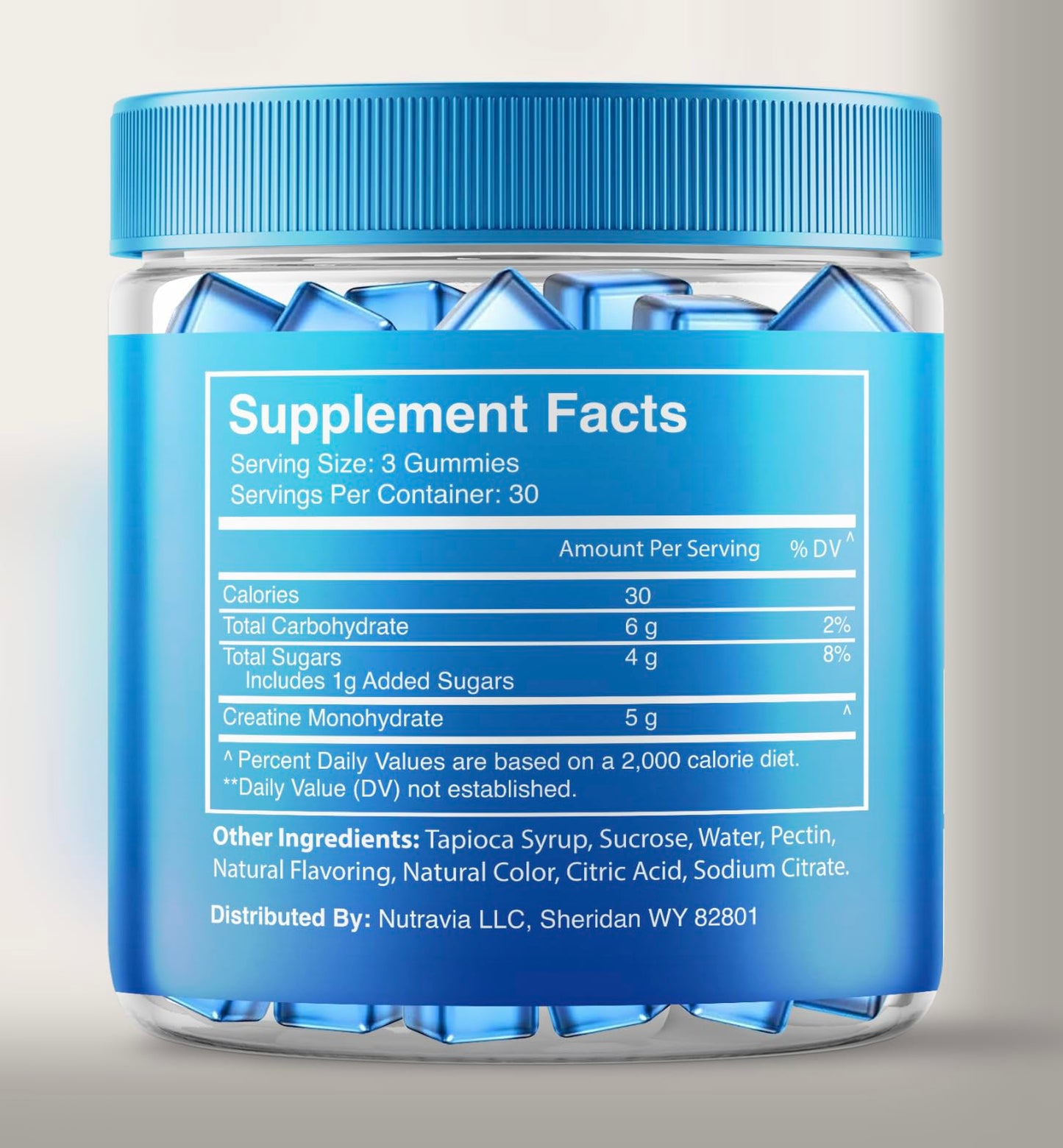 Nutravia Creatine Gummies with 5g Creatine Monohydrate, 90 Gummies