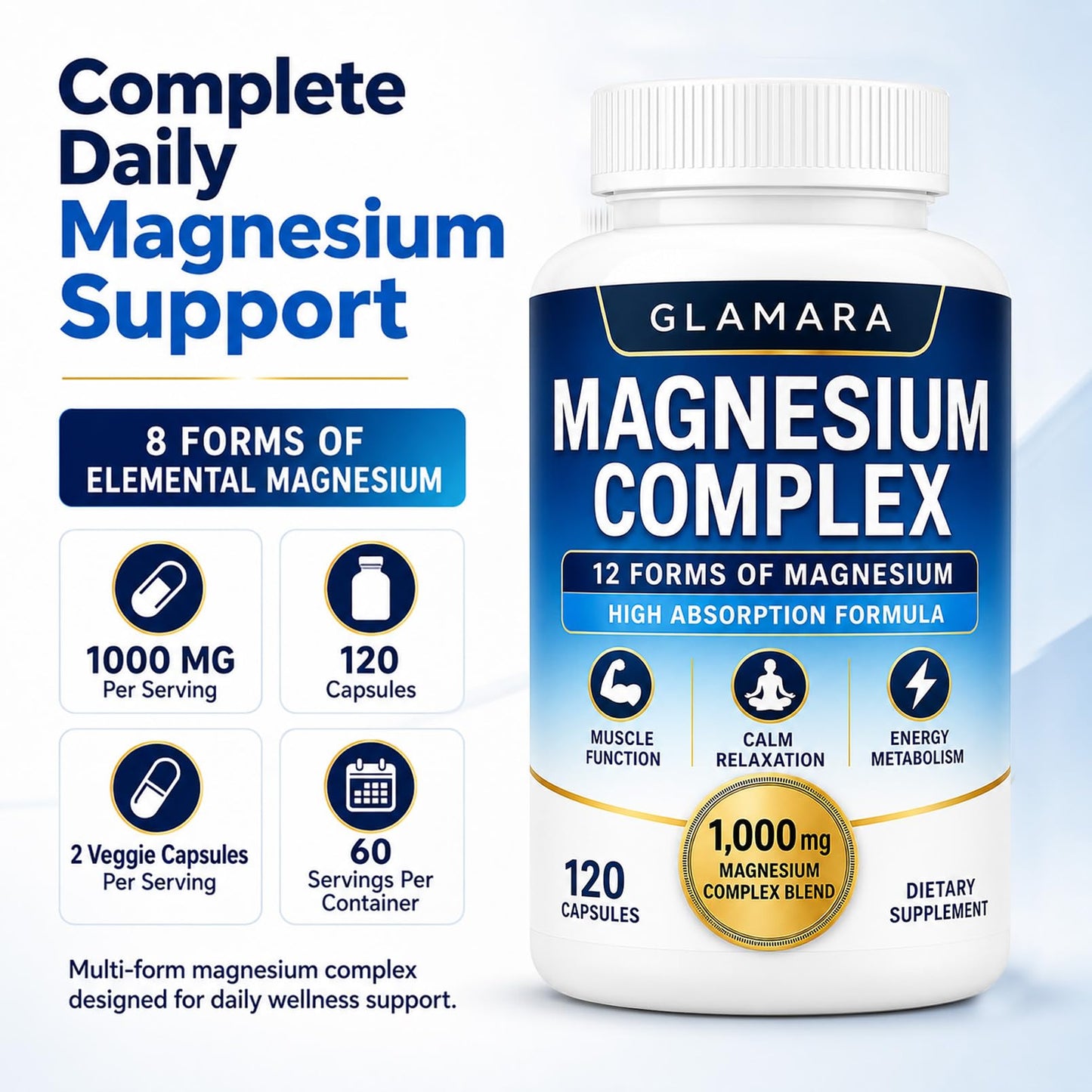 KYZTMHC Glamara Magnesium Complex 12 in 1 Complex Capsule, 60 Capsules