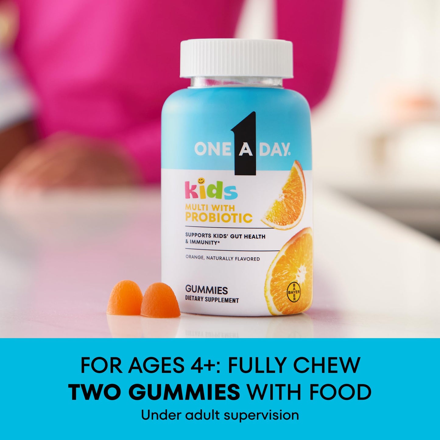 ONE A DAY Kids Multivitamin with Probiotic Gummy, 60 Count