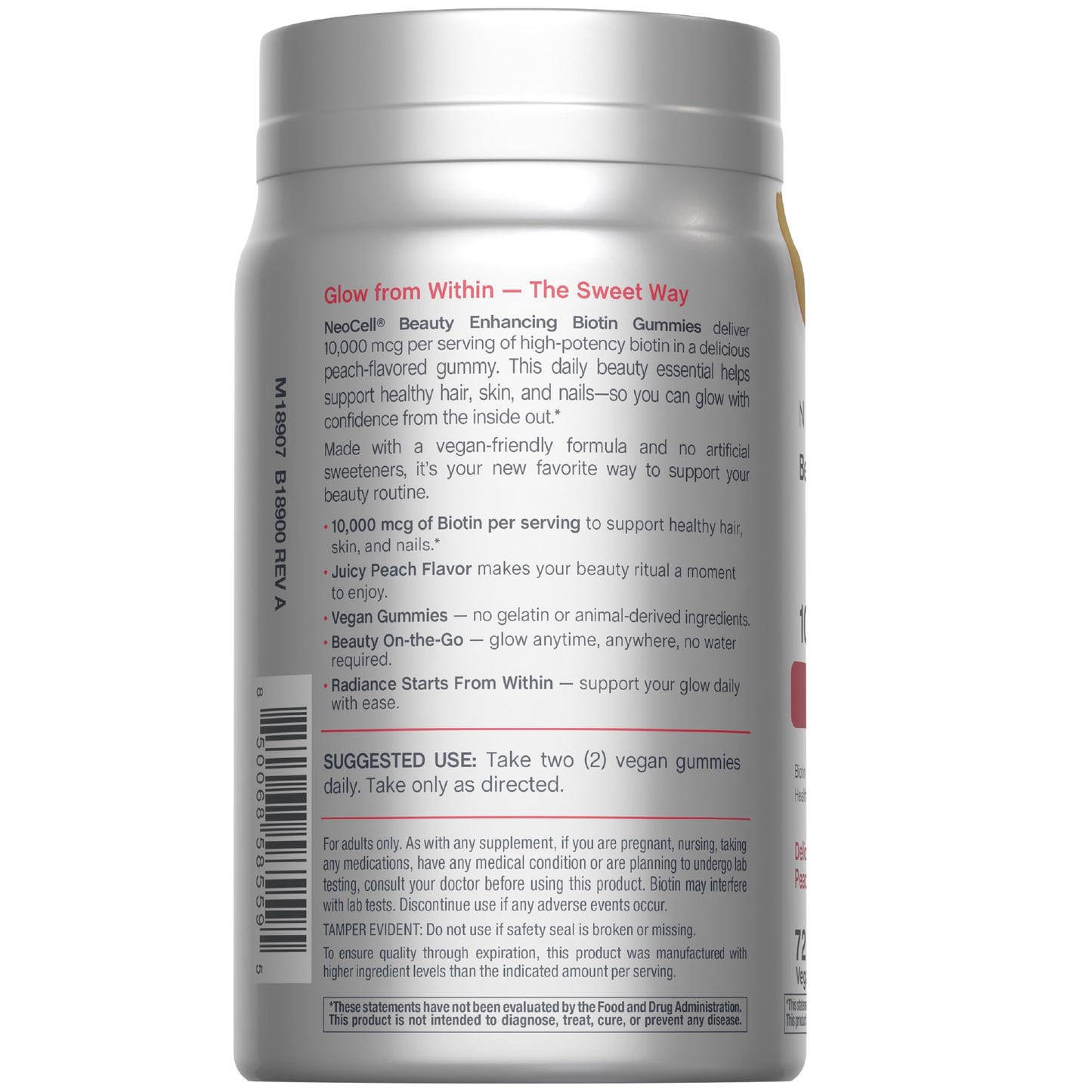 NeoCell Biotin 10000mcg Gummies, 72 Count