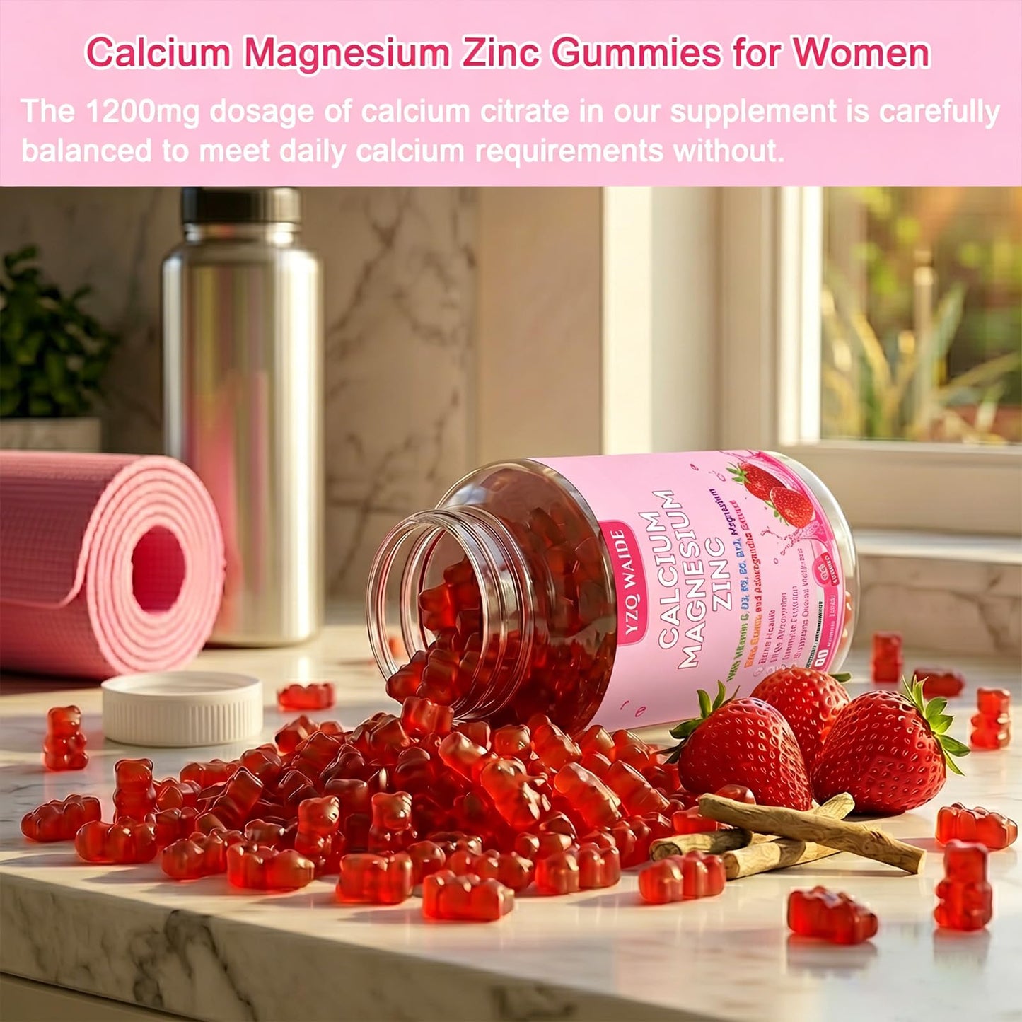 YZQ WAIDE Calcium Magnesium Zinc Gummies 60 Gummies