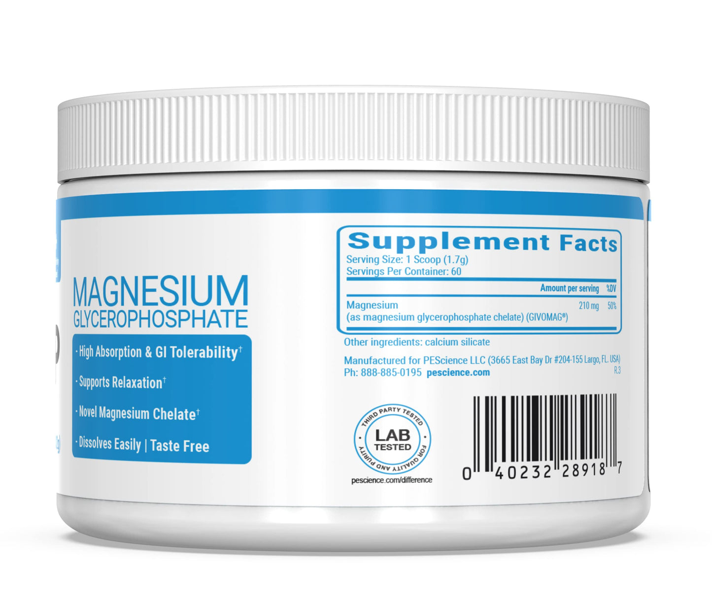 PEScience Mag-GP Magnesium Glycerophosphate Chelate Powder, 3.6 Ounce