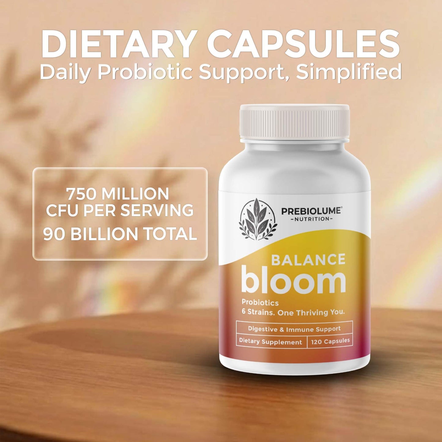 Prebiolume Prebiotics and Probiotics for Women & Men 120 Capsules