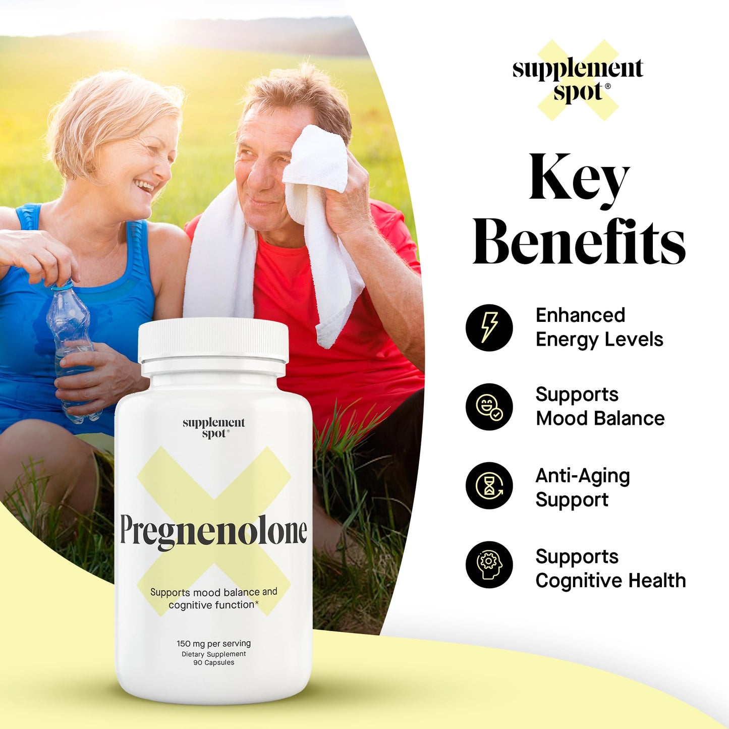 Supplement Spot Pregnenolone 150 mg Energy Supplement Capsule 90