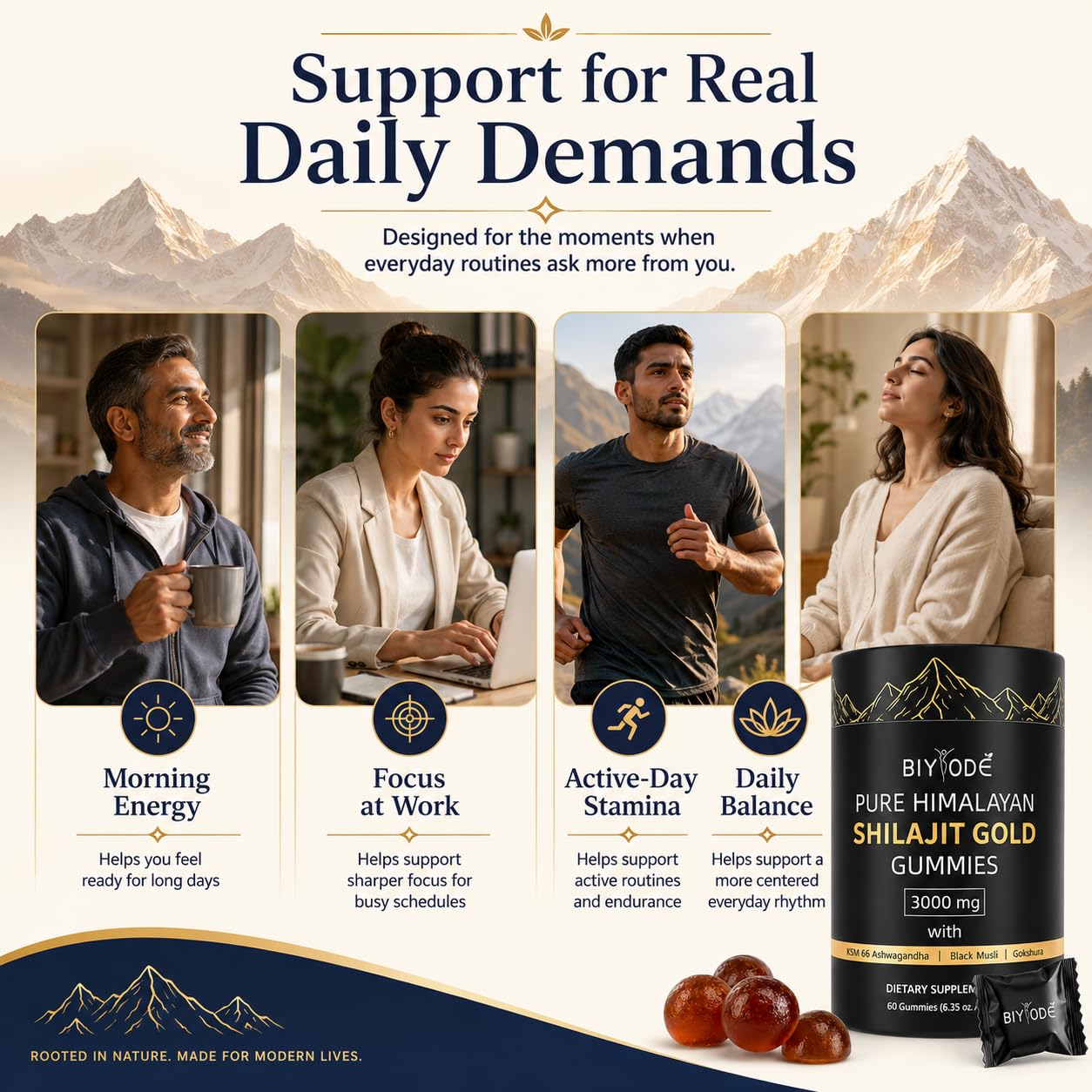 BIYODE Shilajit Gummies for Men, 60 Gummies