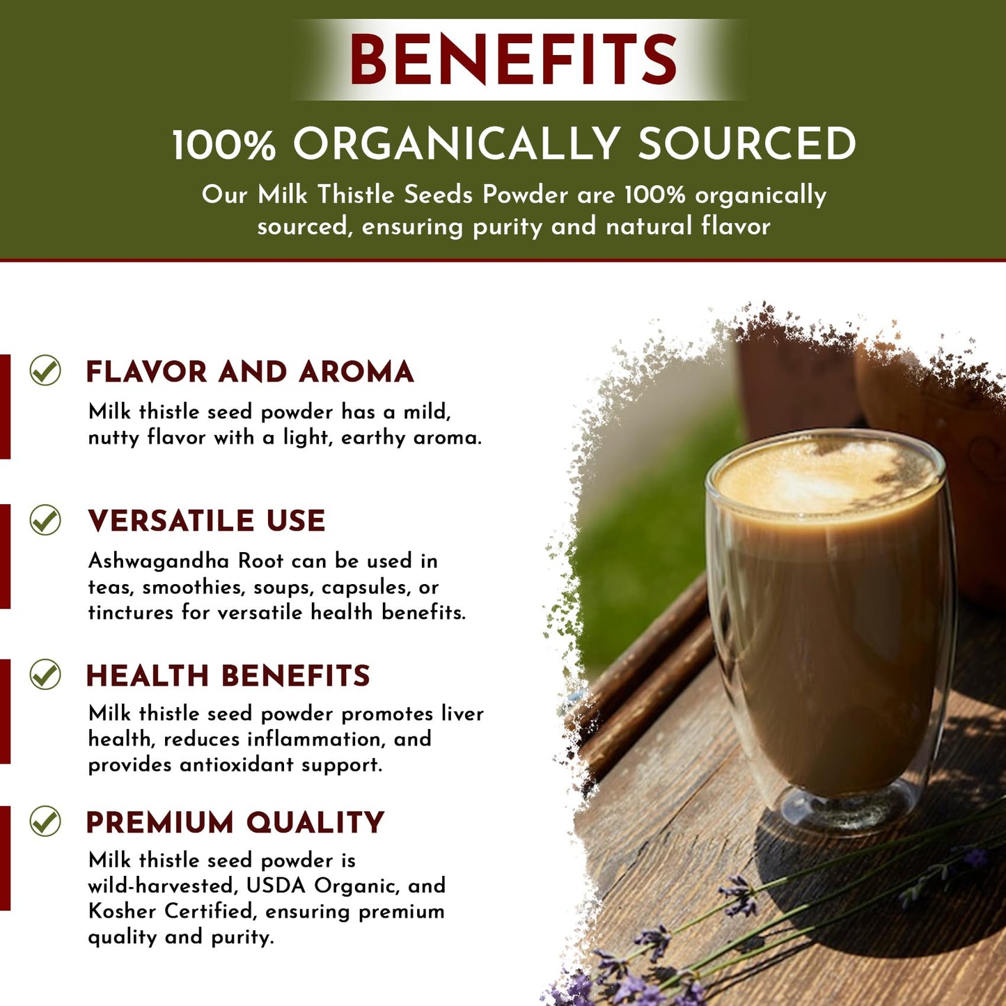 Organic Way Milk Thistle Seeds Powder, 16 oz