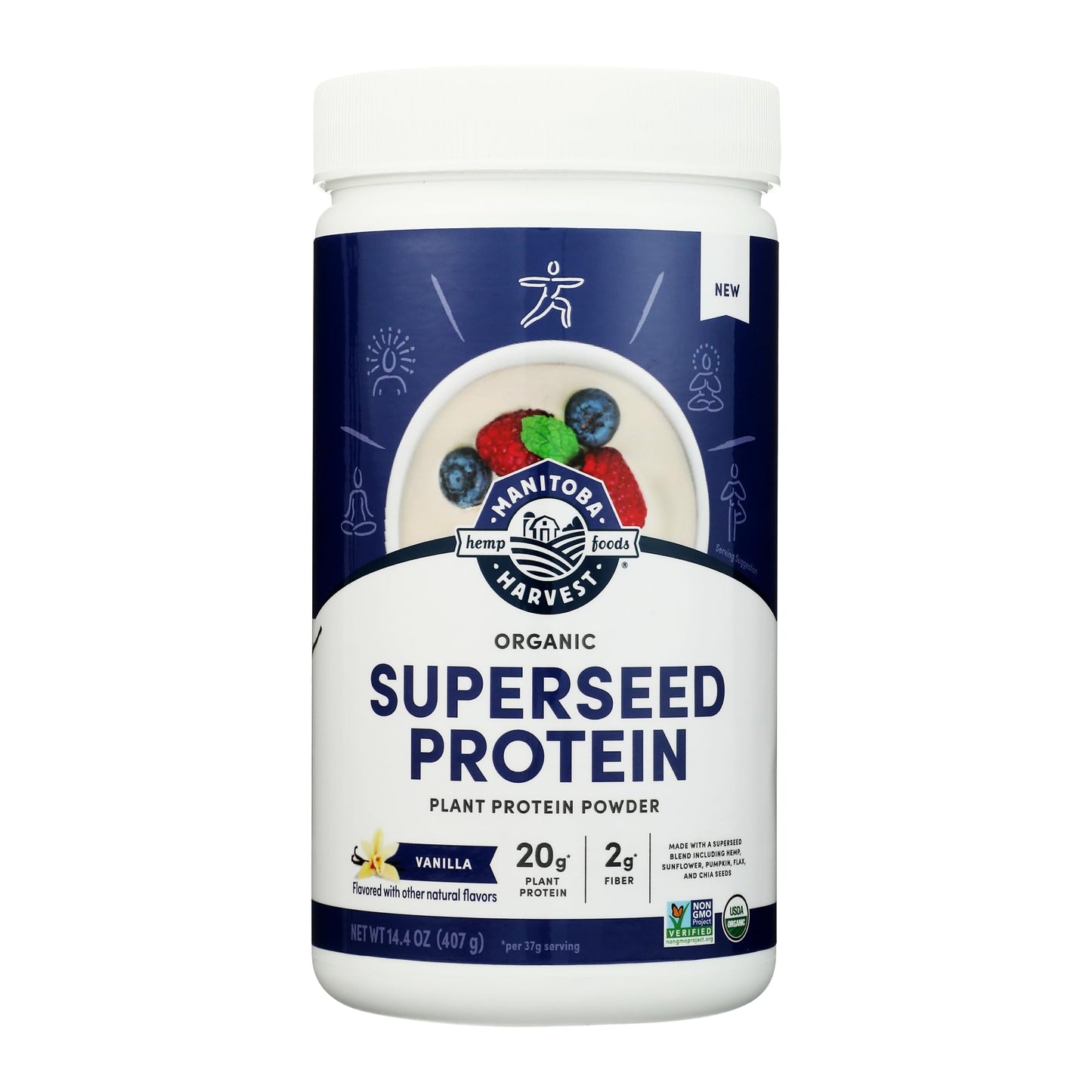 Manitoba Harvest Organic Vanilla Superseed Protein Powder 14.4 Ounce