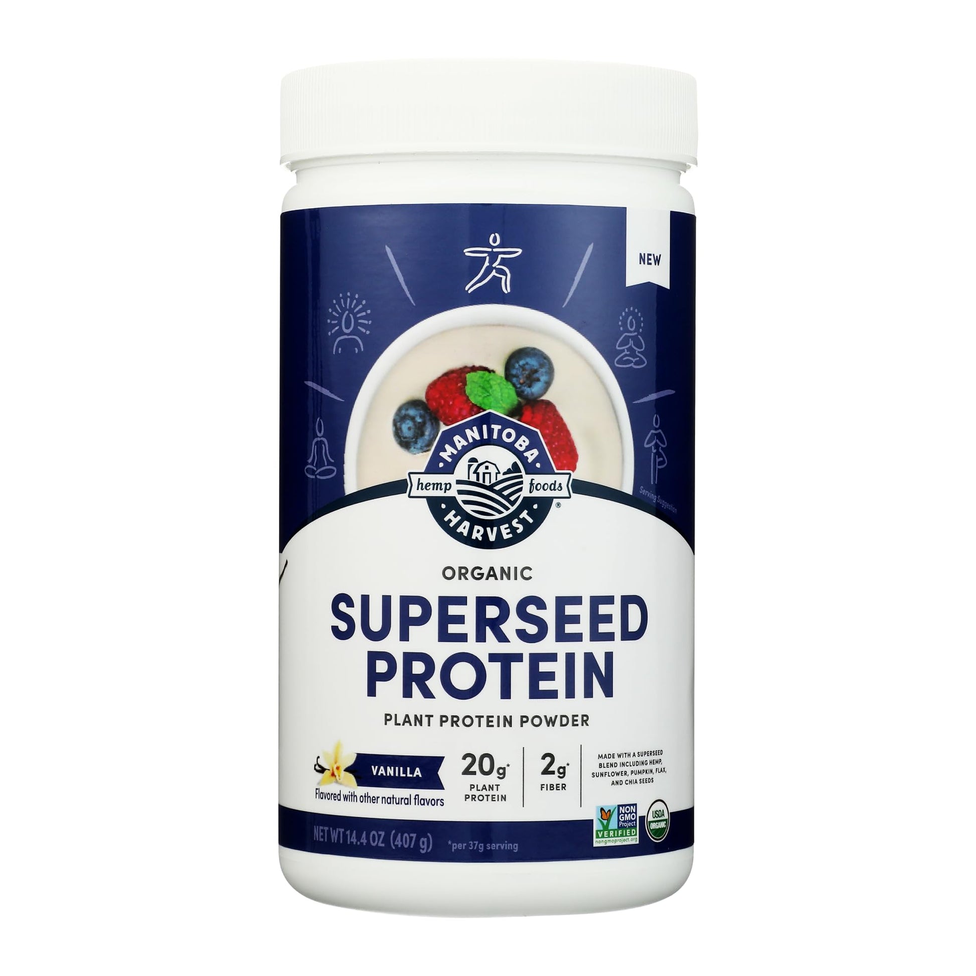 Manitoba Harvest Organic Vanilla Superseed Protein Powder 14.4 Ounce