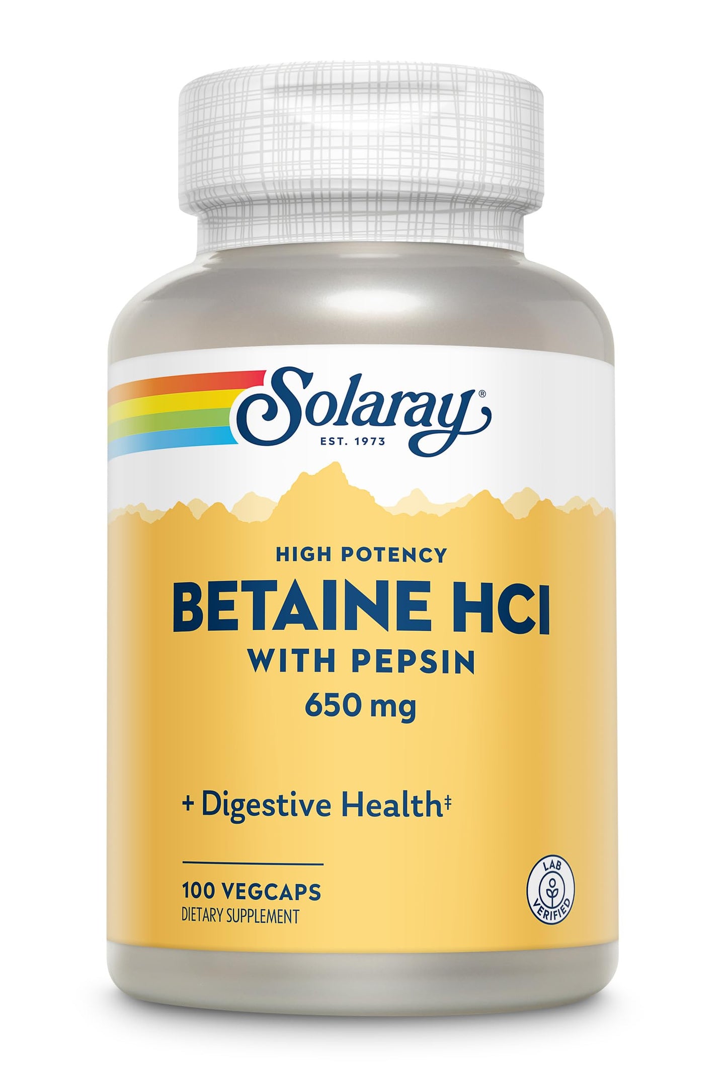 Solaray Betaine HCl with Pepsin 250 mg Capsules, 180 Count