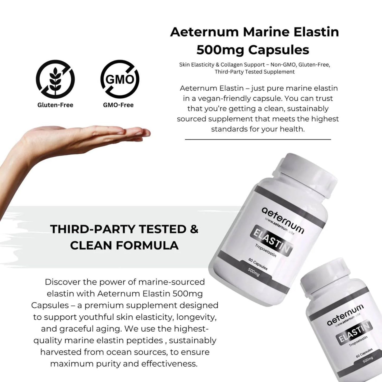 aeternum Elastin Supplement 500mg Capsule, 180 Capsules