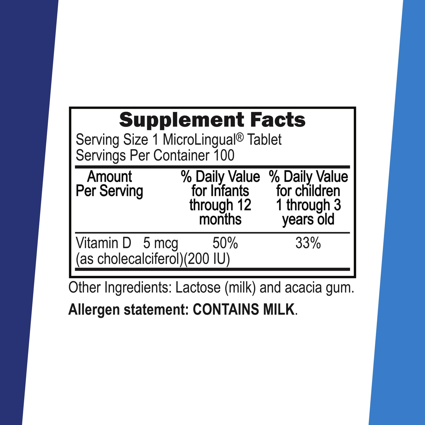Superior Source Baby Vitamin D3 Immune Support MicroLingual Instant Dissolve 200 Tablets