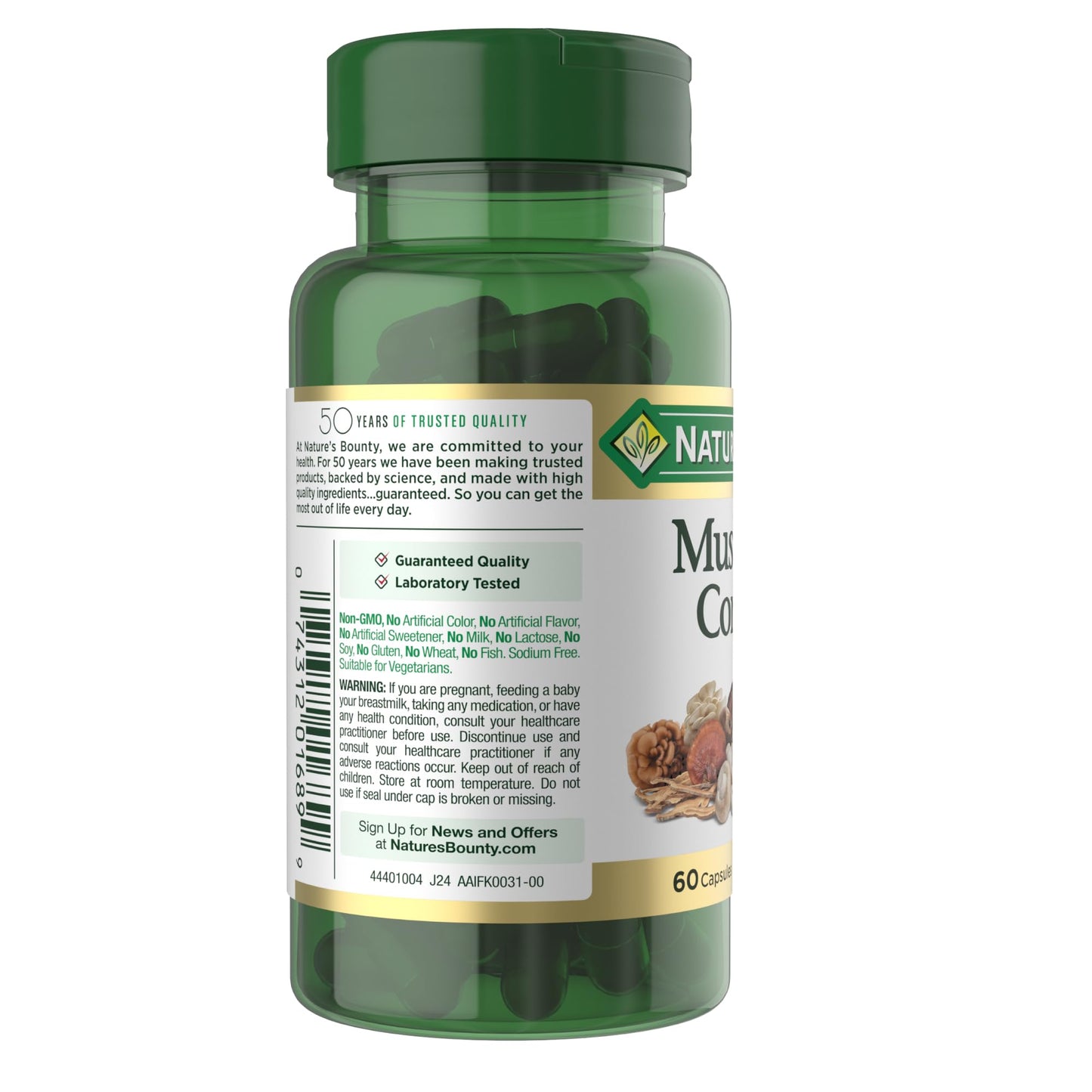 Nature's Bounty Mushroom Complex for Immune Support, 60 Capsules