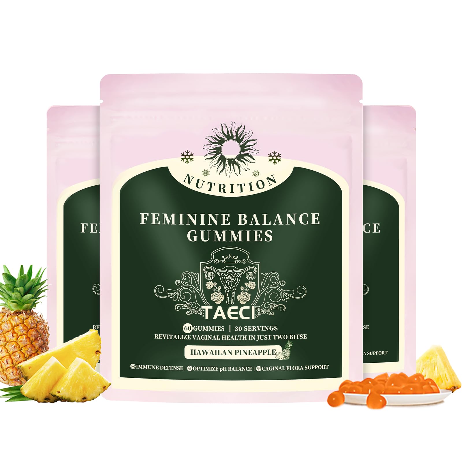Taeci Feminine Balance Gummies for Women's Health, 60-Count (Pack of 3)