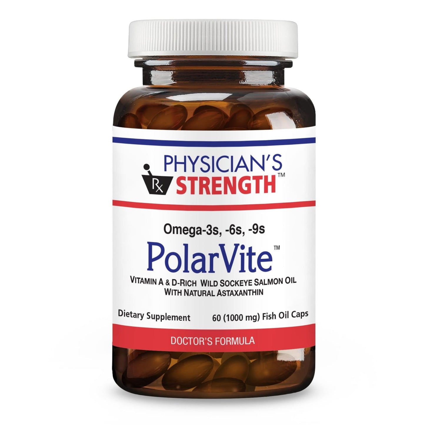 Physician's Strength PolarVite Wild Sockeye Salmon Fish Oil with Natural Astaxanthin Vitamin A & D Capsules, 60 Count