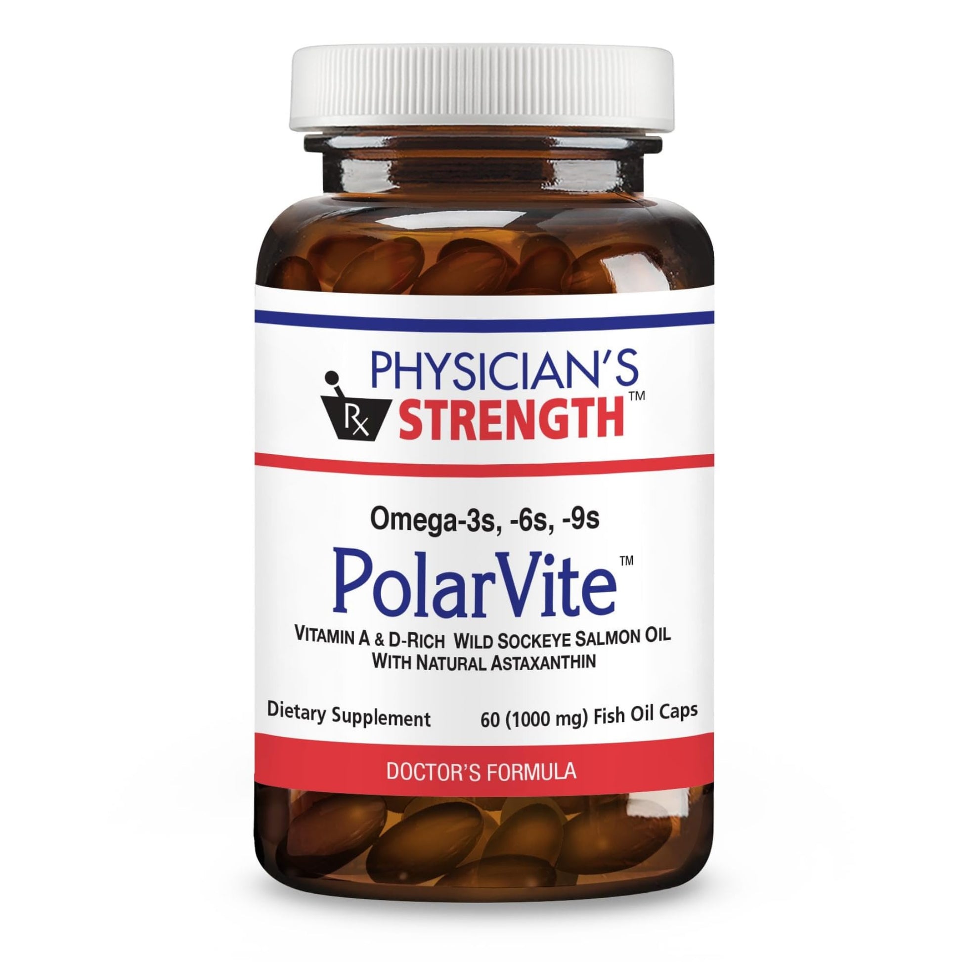 Physician's Strength PolarVite Wild Sockeye Salmon Fish Oil with Natural Astaxanthin Vitamin A & D Capsules, 60 Count