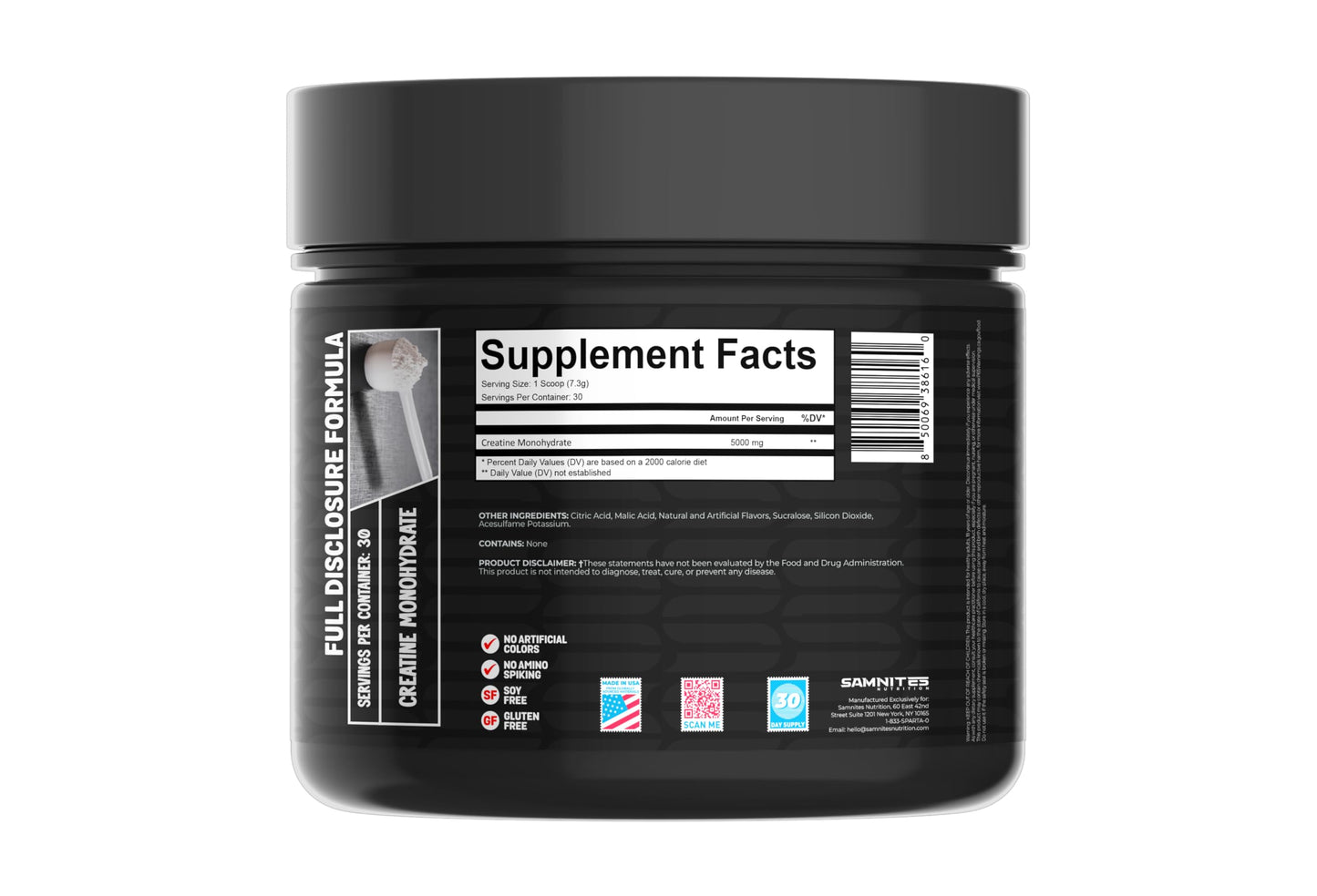 Samnites Nutrition Creatine Monohydrate Powder, 20 Servings