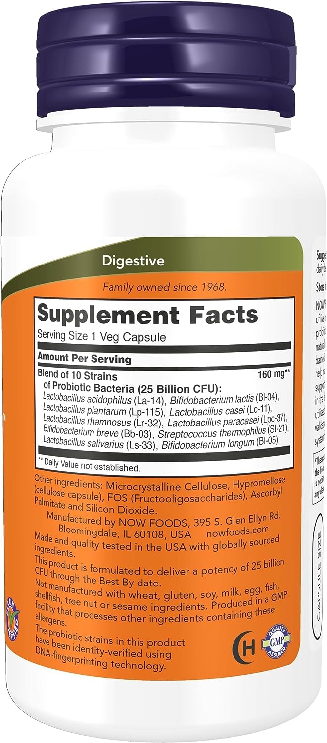 NOW Foods Probiotic-10 25 Billion Capsules, 200 Count