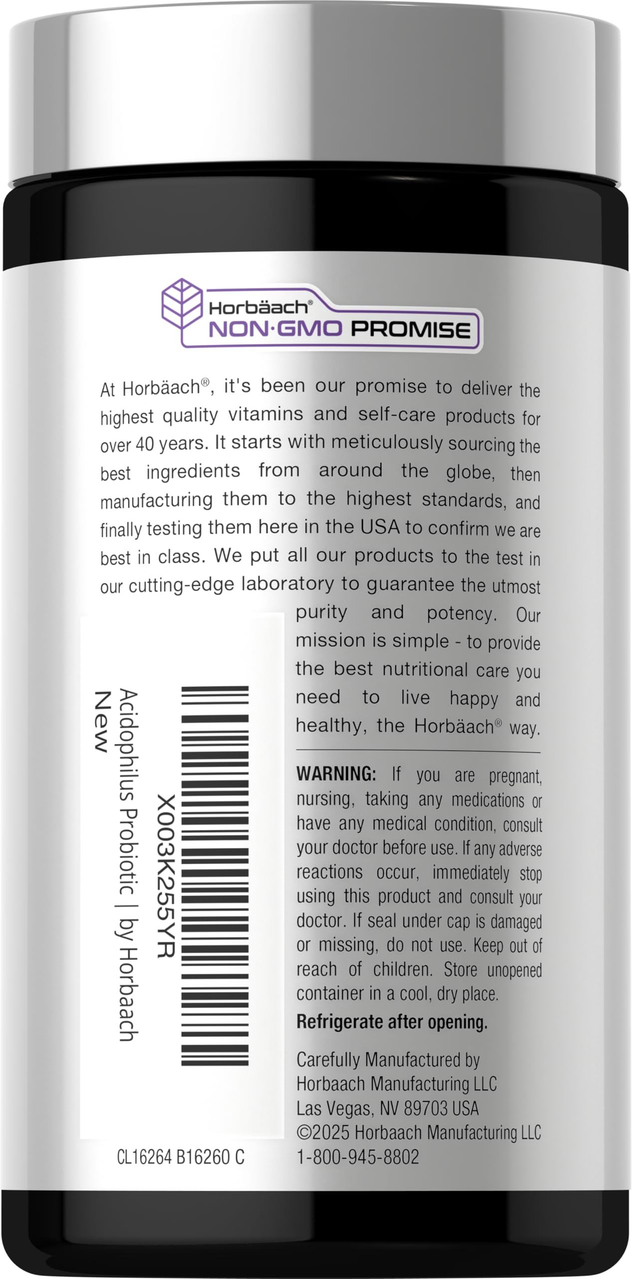 Horbäach Probiotic for Women & Men's Digestive Health 3 Billion CFU, 90 Capsules