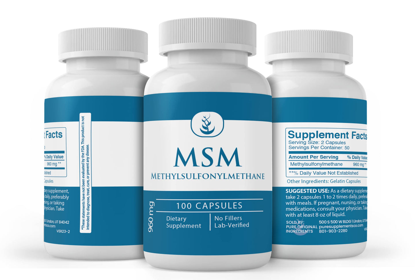 Pure Original Ingredients Methylsulfonylmethane Capsules, 100 Capsules
