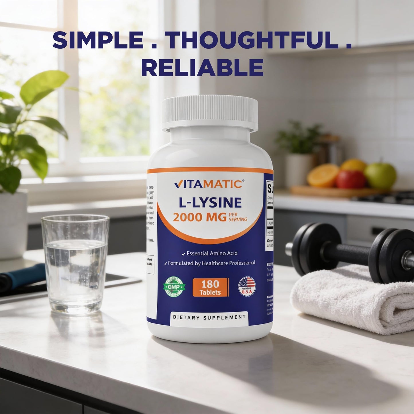 Vitamatic L-Lysine 2000 mg Tablet, 180 Tablets