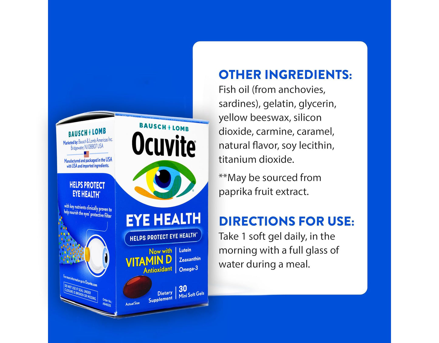 Ocuvite Eye Health Supplement with Vitamin D Softgels, 60 Count