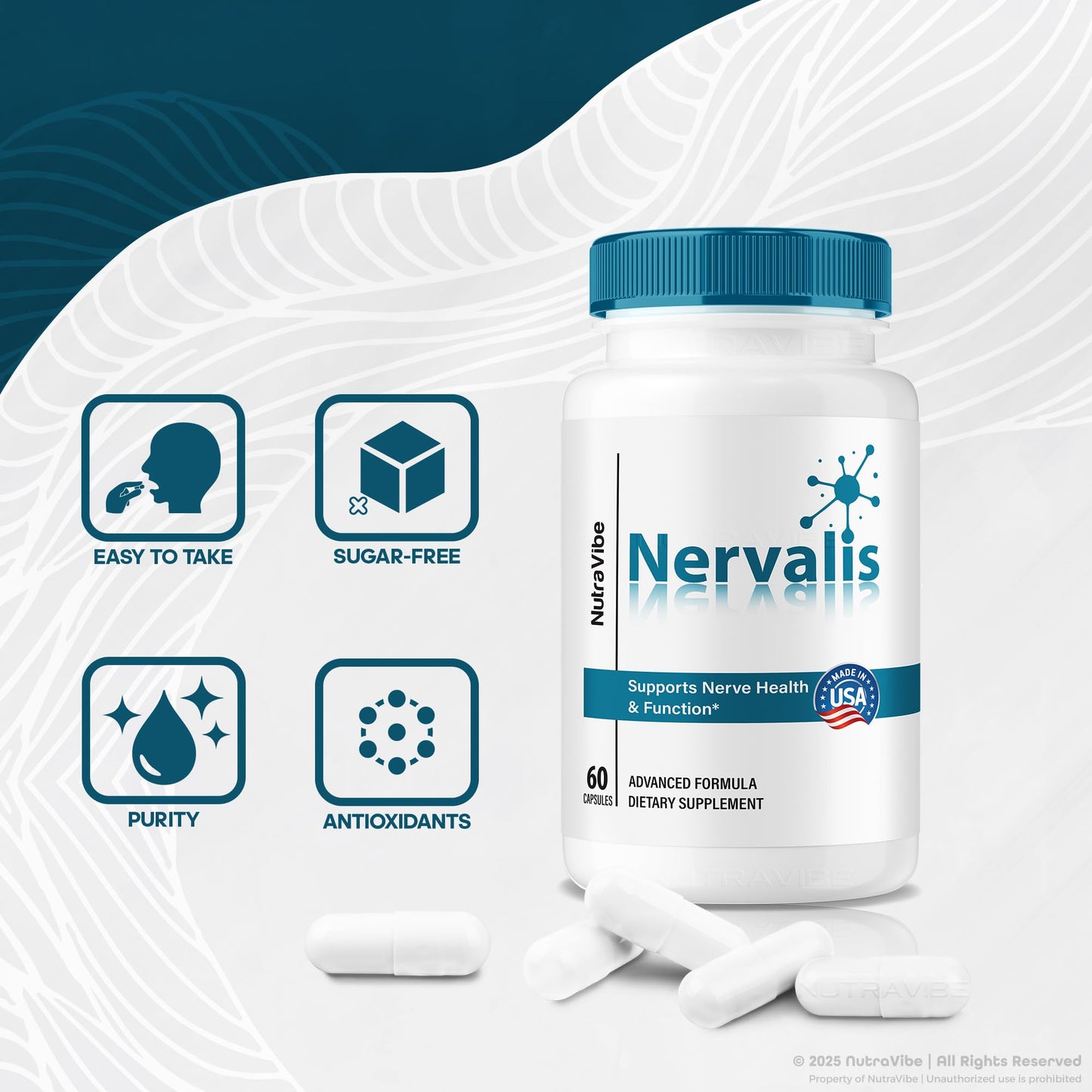 NutraVibe Nervalis Capsules – Advanced Formula with Natural Ingredients, Capsule, 120 Count