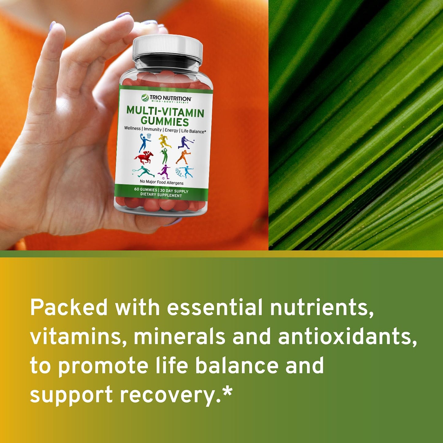 TRIO NUTRITION Daily Multivitamin Gummies for Men & Women, 60 Gummies
