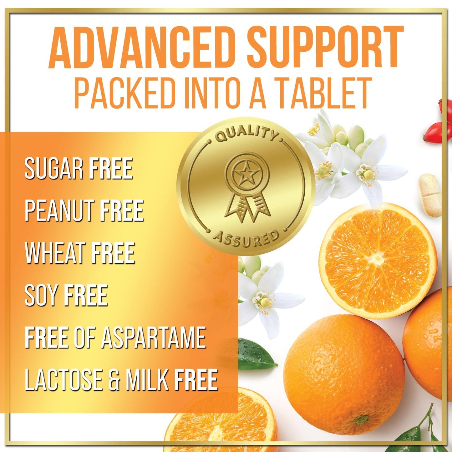 Hello Lovely! Vitamin C 1000mg Per Serving - Extra Strength with Rose Hips Bioflavonoids - Sugar Free Chewable Tablets 60 Count