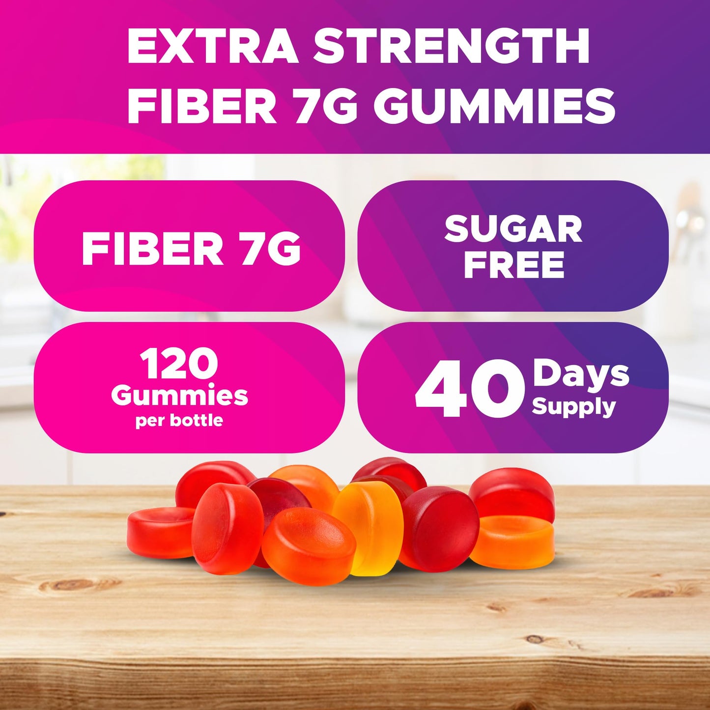 Vitabod Fiber Gummies 7G Per Serving, 120 Gummies