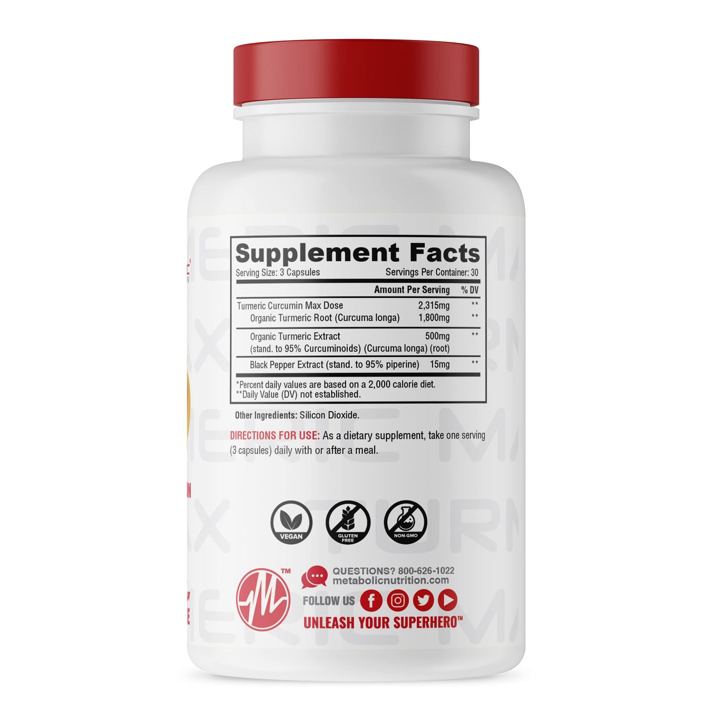 Metabolic Nutrition Turmeric Curcumin with Black Pepper Extract 90 Capsules