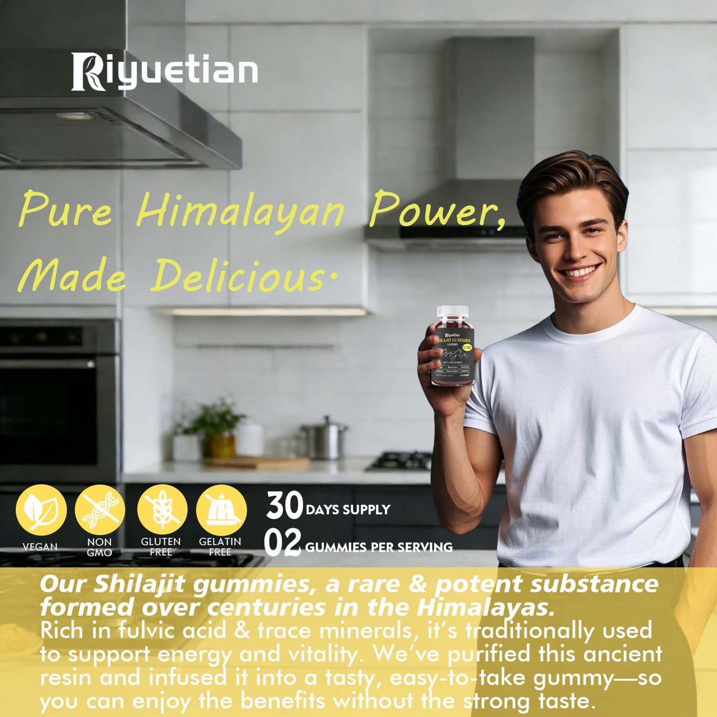 Riyuetian Pure Himalayan Gold Shilajit Gummies 60 Count