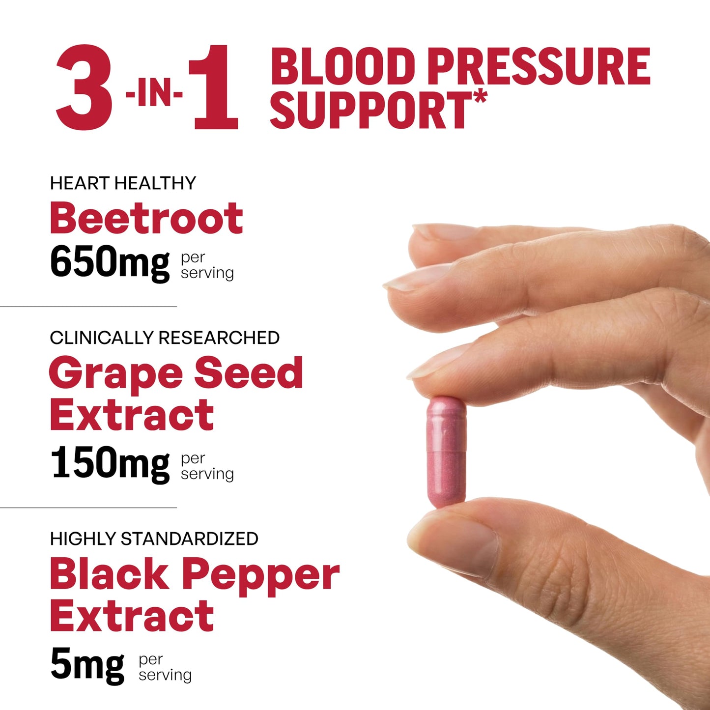 Sandhu's Beet Root Capsules 1200mg with BioPerine & Grape Seed Extract – Nitric Oxide Support Endurance, 60 Capsules