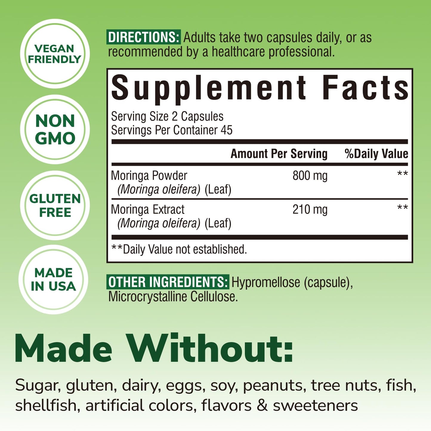 Vitalibre Moringa 1,010 mg Capsule, 90 Count