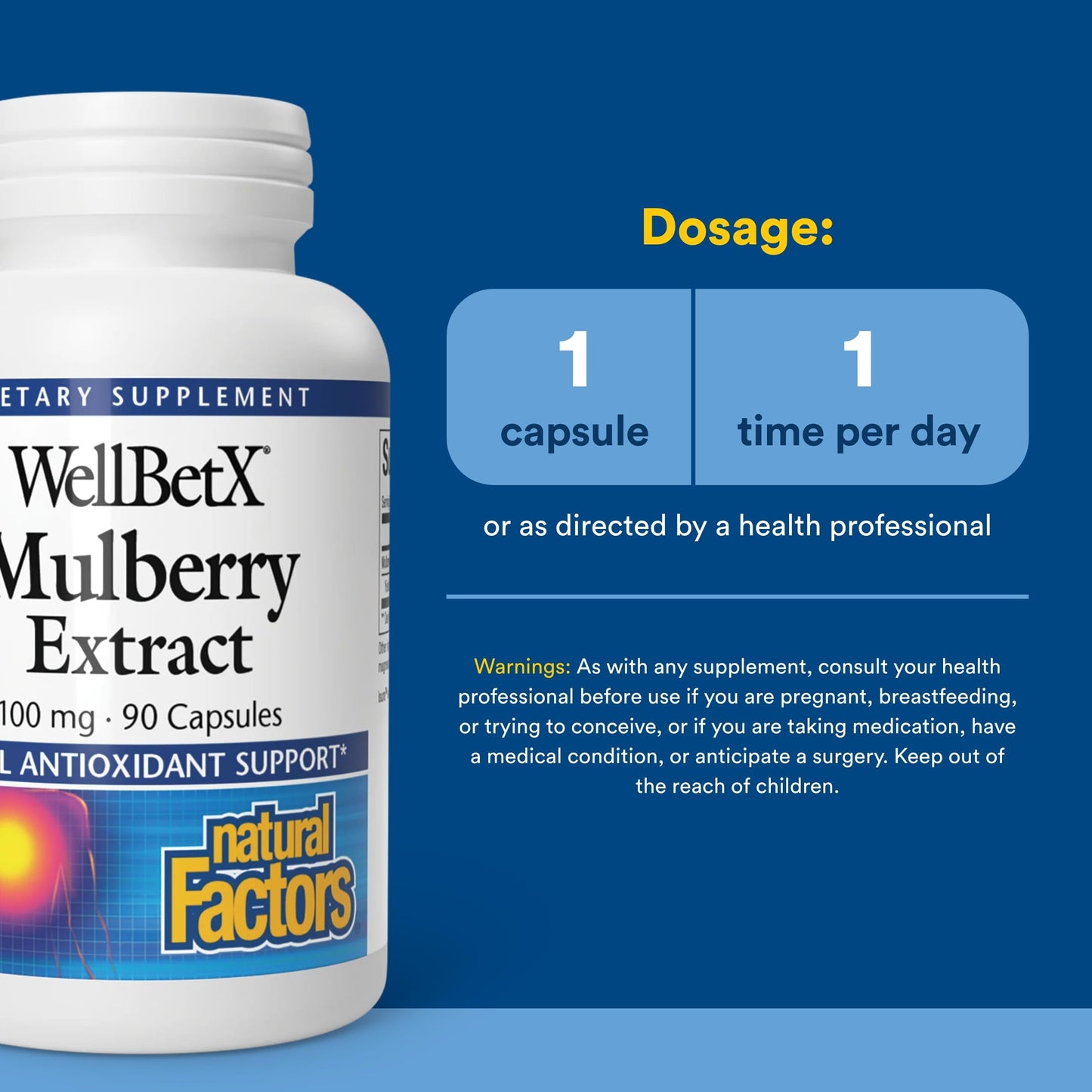 Natural Factors WellBetX Mulberry Extract 100 mg, 90 Capsules