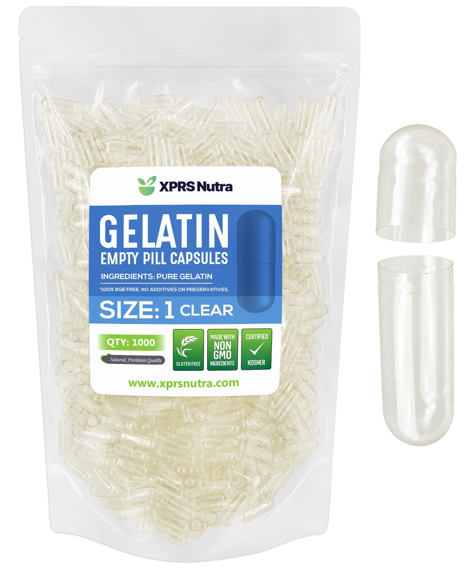 XPRS Nutra Empty Gelatin Capsules 1000 Count