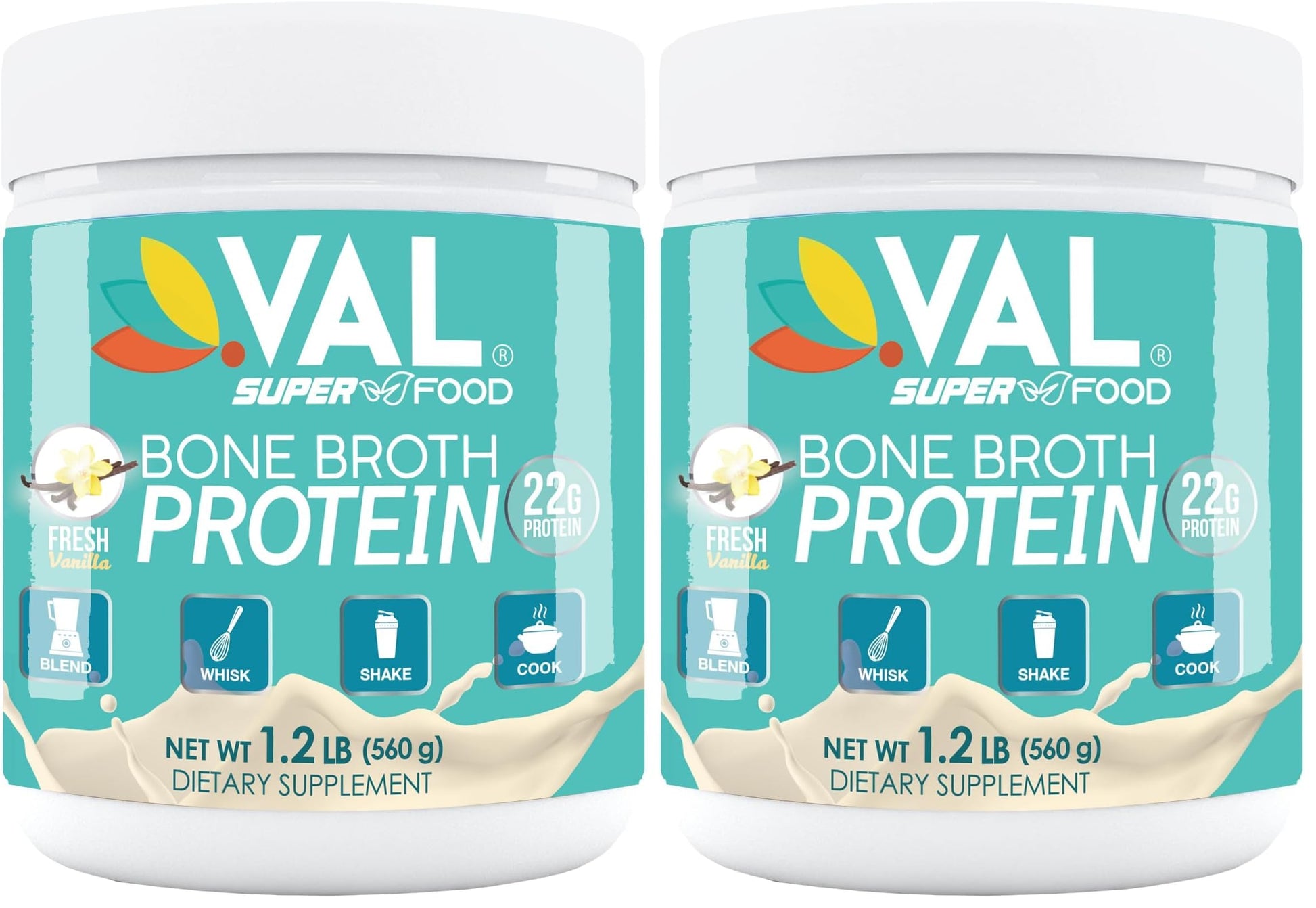 VAL Bone Broth Protein Powder 16 Servings (Pack of 2)