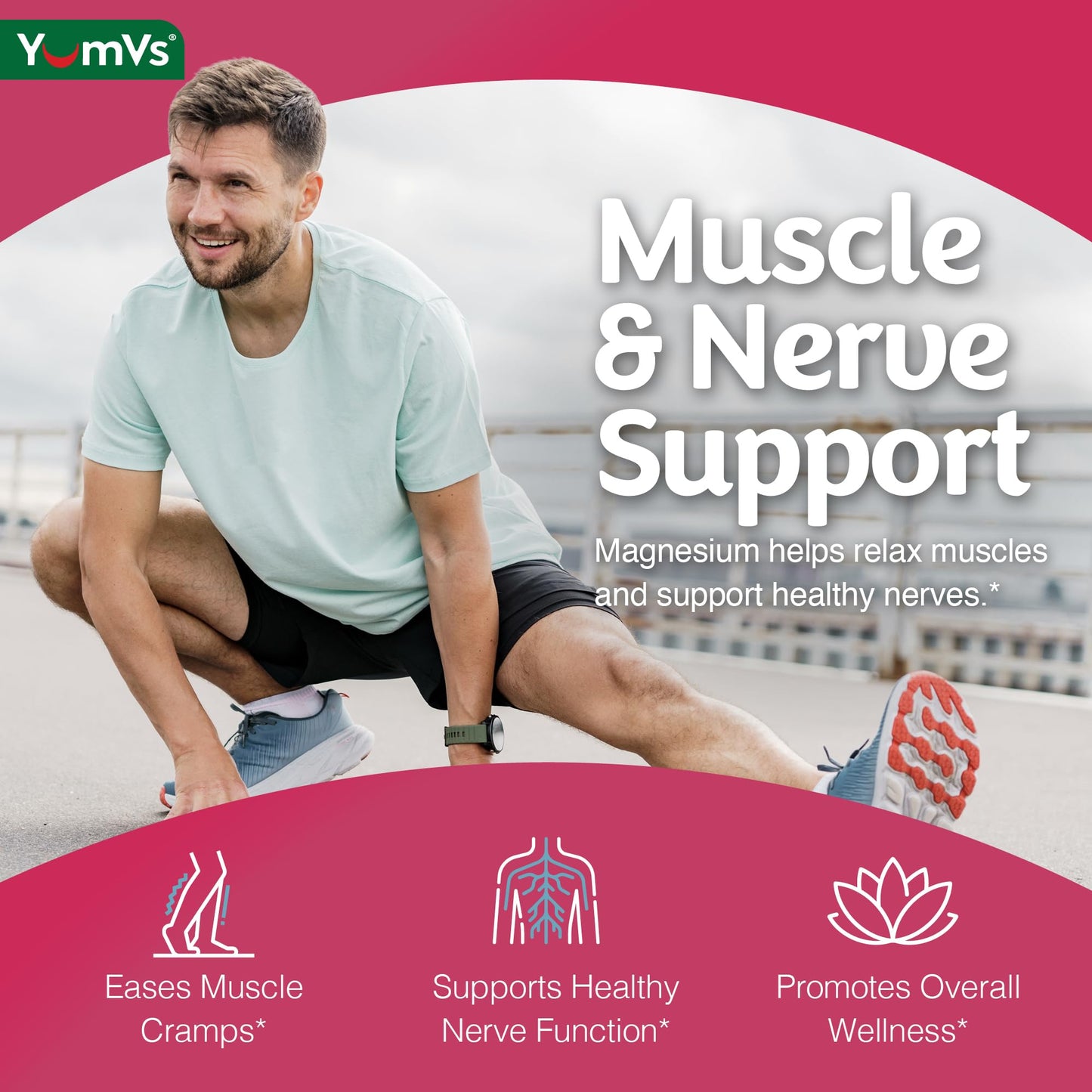 YUM-V'S Magnesium Citrate Gummies 900mg Highly Absorbable Magnesium Gummies for Women & Men to Support Nerve, Muscle & Enzyme Function – Gluten-Free, Kosher & Raspberry Flavor, 90 Count