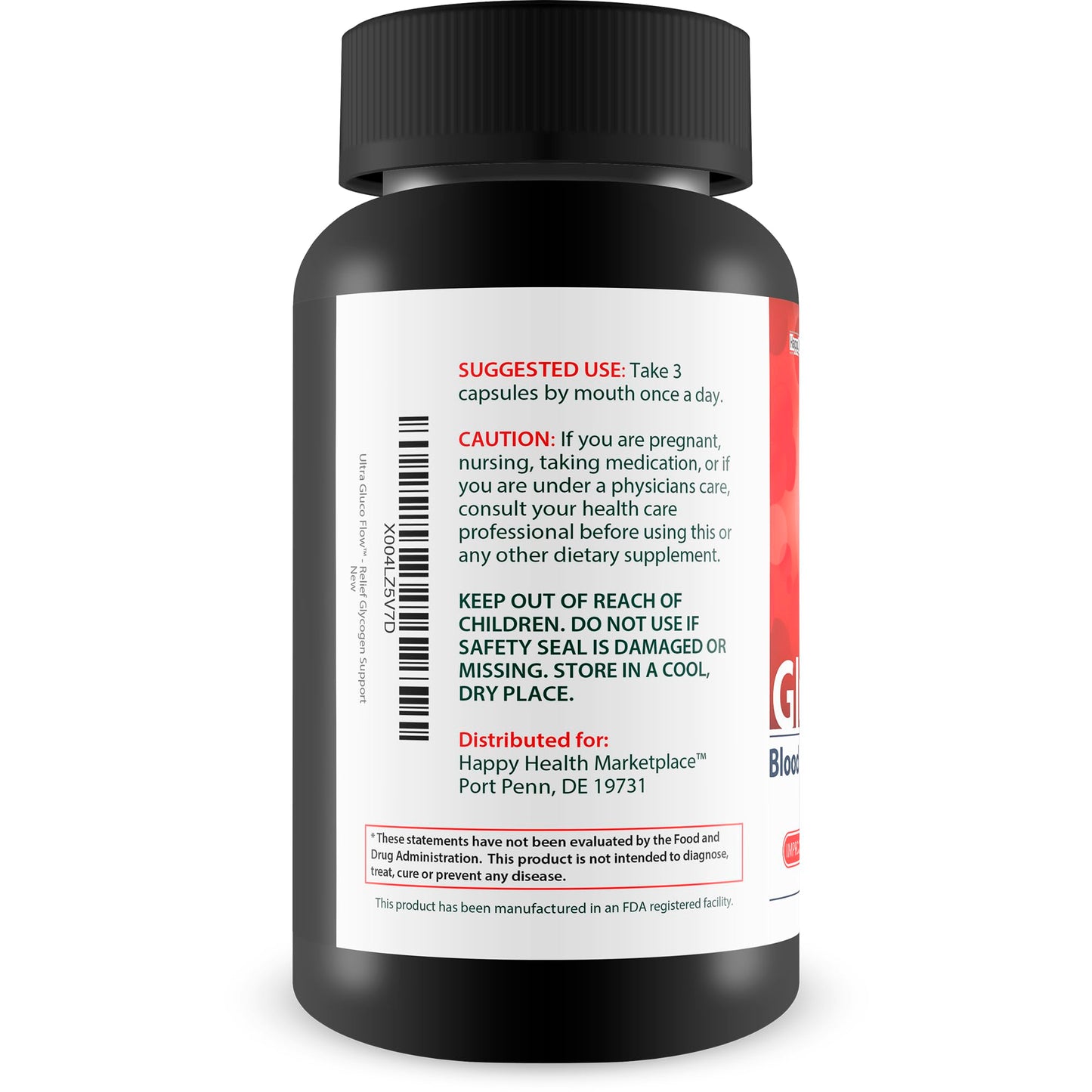 Happy Health Marketplace Ultra Gluco Flow - Improved Formula Blood Cleanse Detox Capsules 90 Count